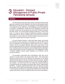 Éducation : la gestion des contrats des écoles en partenariat public-privé (NS Education Contract Management of Public Private Partnership Schools)