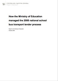 NZ How the Ministry of Education Managed the 2008 National School Bus Transport Tender Process