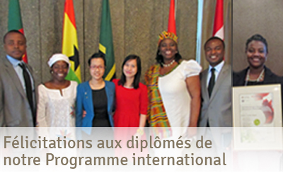 Félicitations aux diplômés de notre Programme international