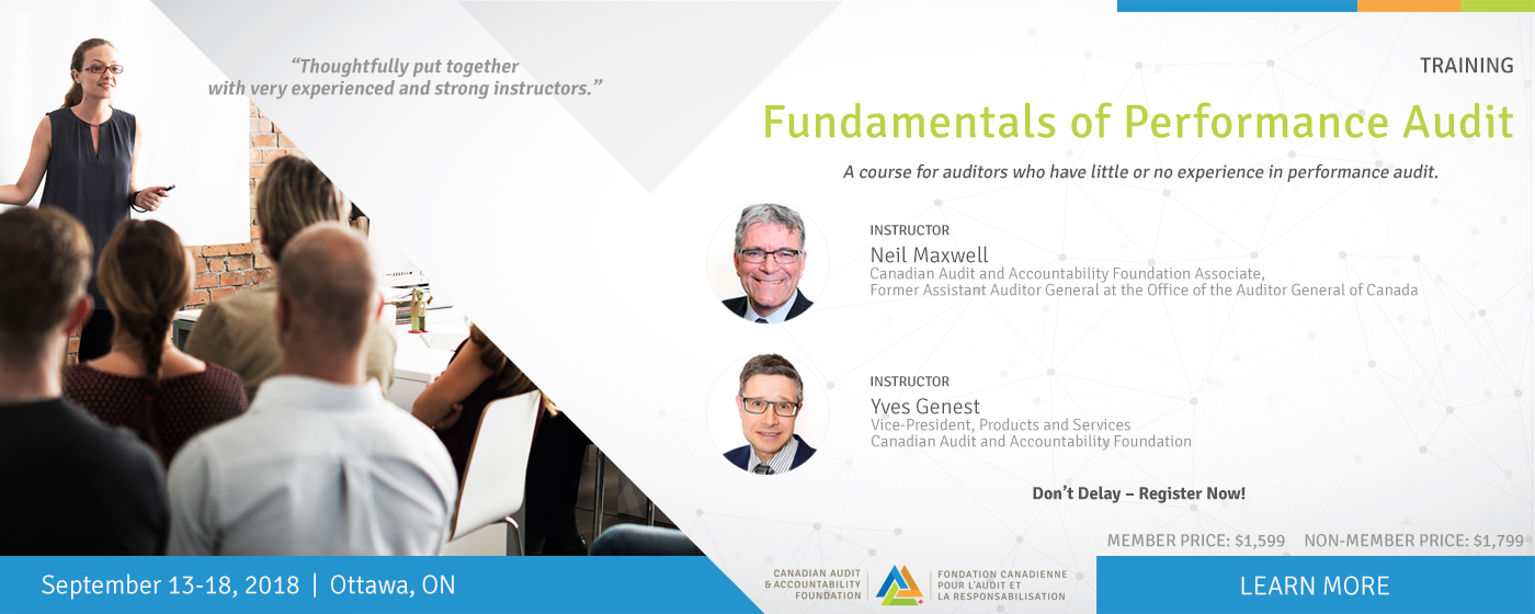 Fundamentals of Performance Audit Training – September 13-18, 2018